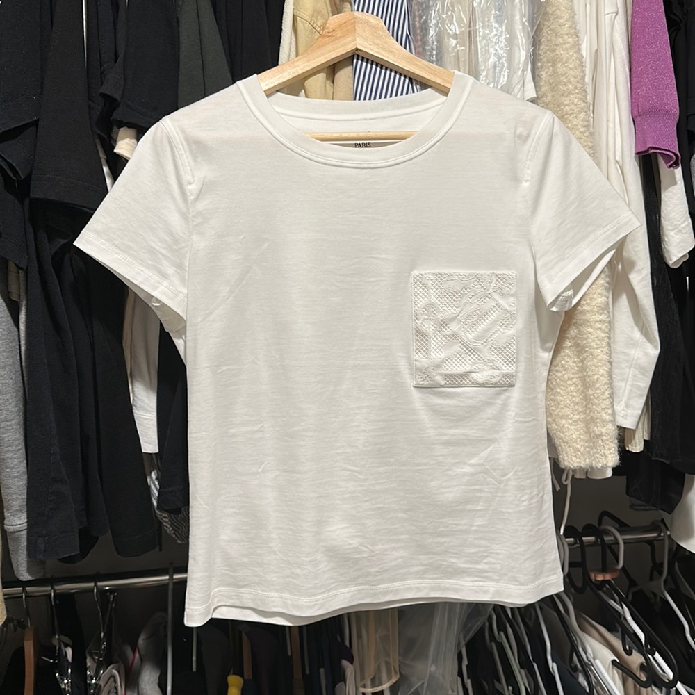 Hermes embroidered white t shirt size 36 fits 2-4